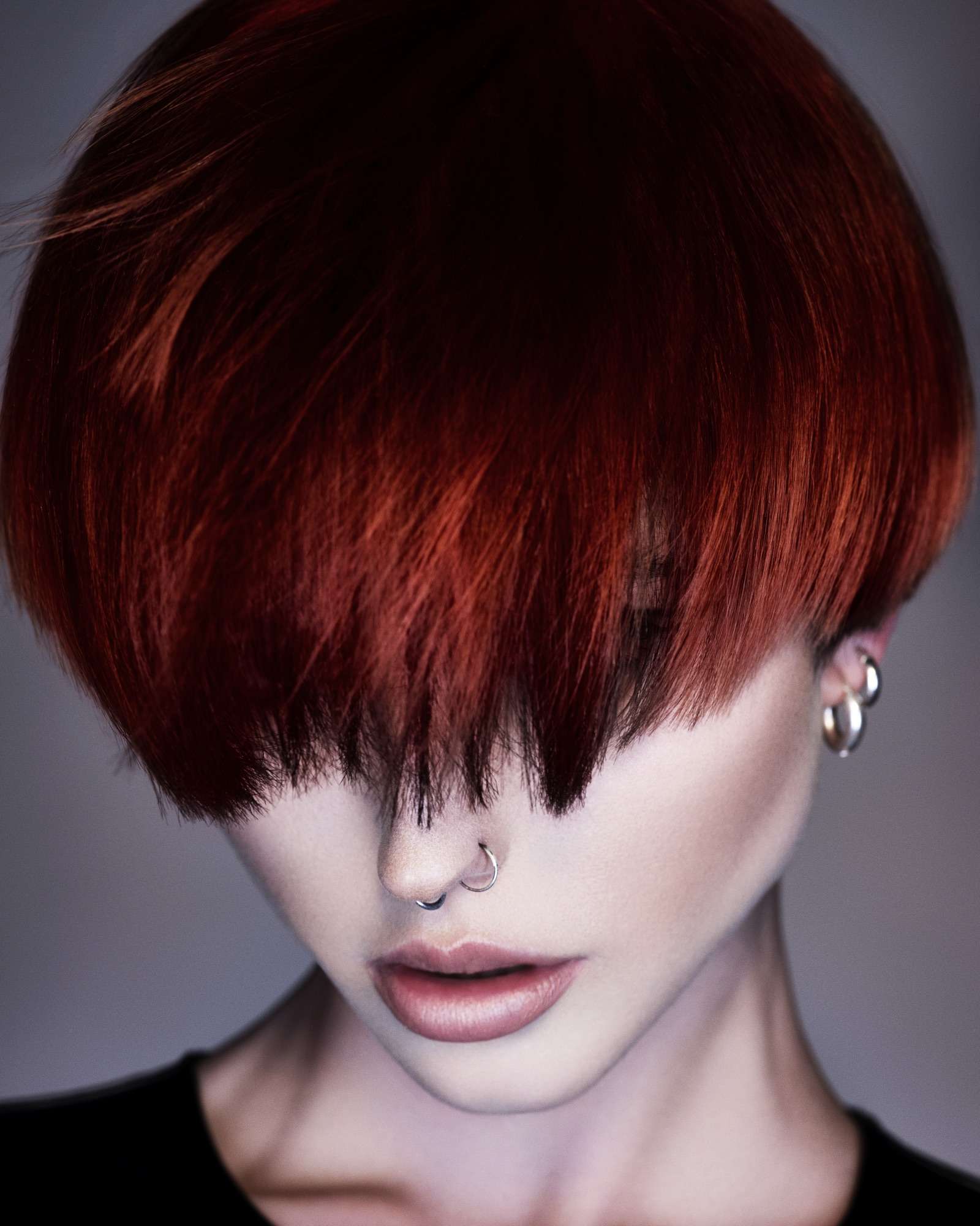 Midlands collection by Ashley Gamble Midlands collection: deep red bob with a heavy fringe